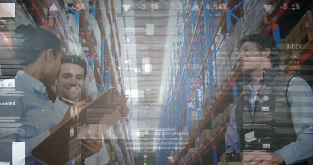 Warehouse Team Celebrating Success with Financial Growth