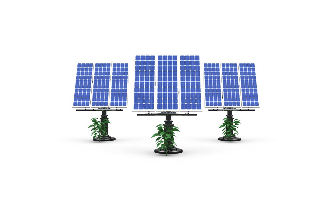 3D Transparent Blue Solar Panels with Green Plants - Download Free Stock Images Pikwizard.com