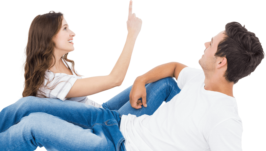 Transparent Background Happy Couple Casual and Relaxed Pose
