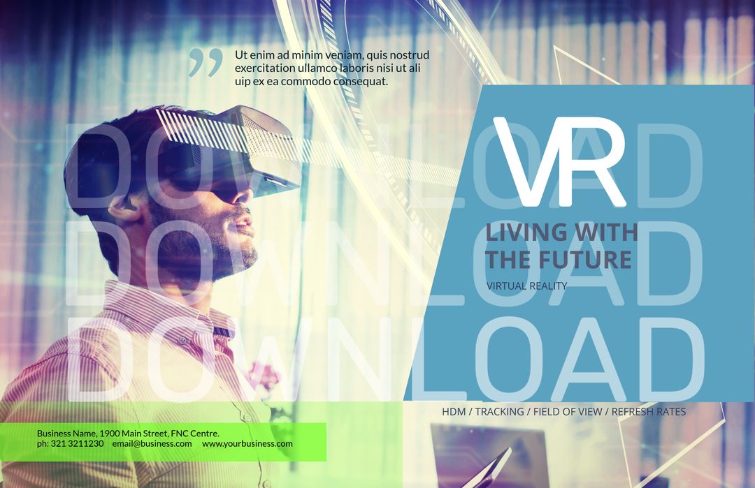 Man Experiencing Virtual Reality Technology - Download Free Stock Templates Pikwizard.com