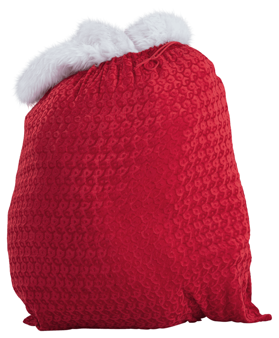 Transparent Santa's Red Sack Isolated with White Plush Trim