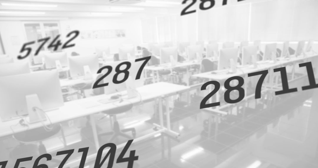 Modern Classroom with Abstract Numeric Overlay