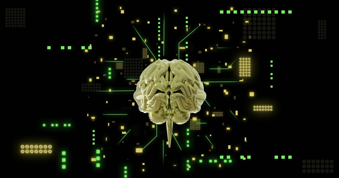 Futuristic Digital Brain with Glowing Circuit Network