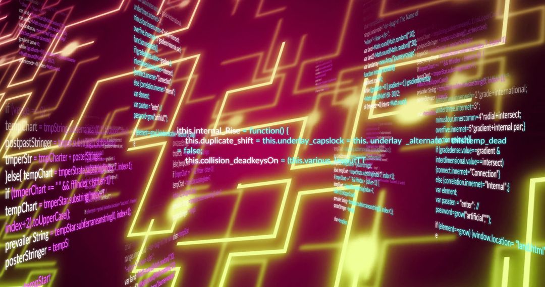 Glowing Neon Circuitry with Program Code Display