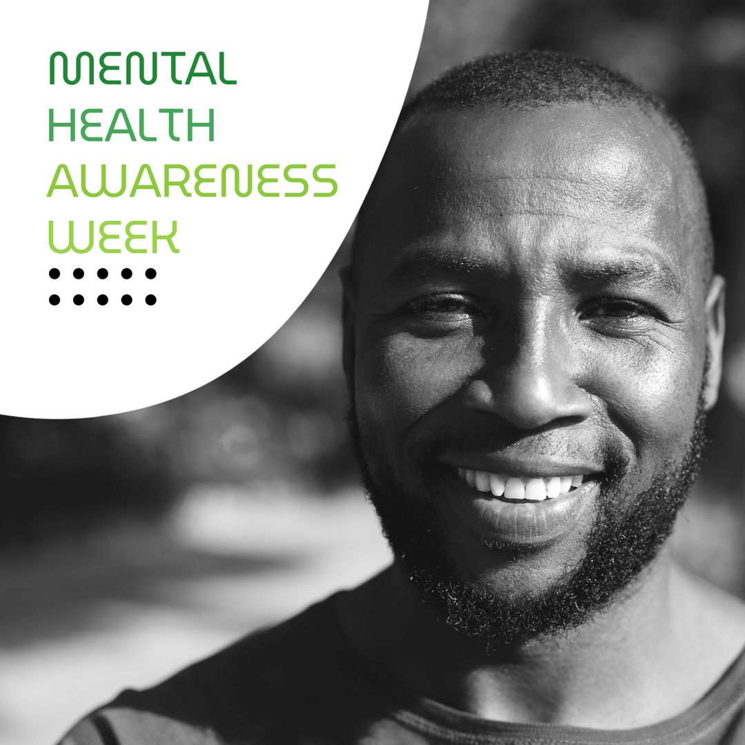 Smiling African American Man Promoting Mental Health Awareness