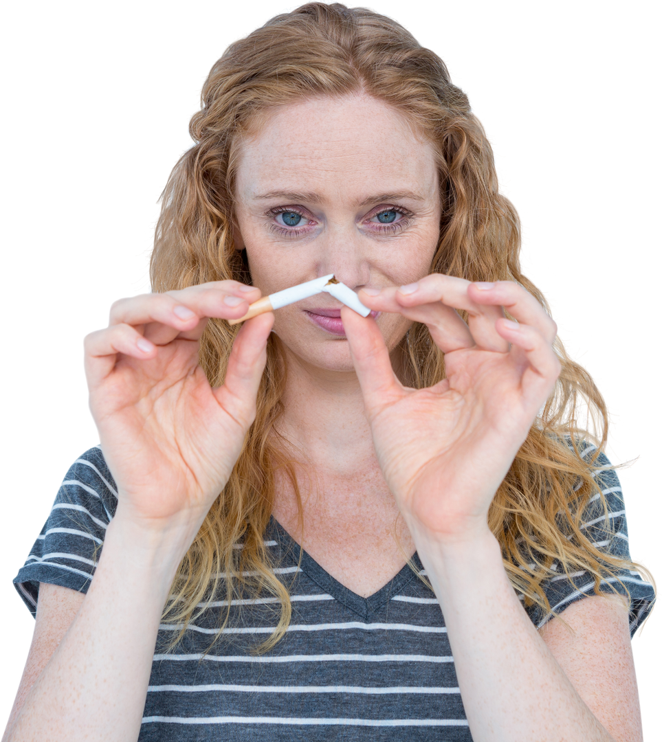 Transparent Background: Woman Breaking Cigarette Stopping Smoking - Download Free Stock Images Pikwizard.com