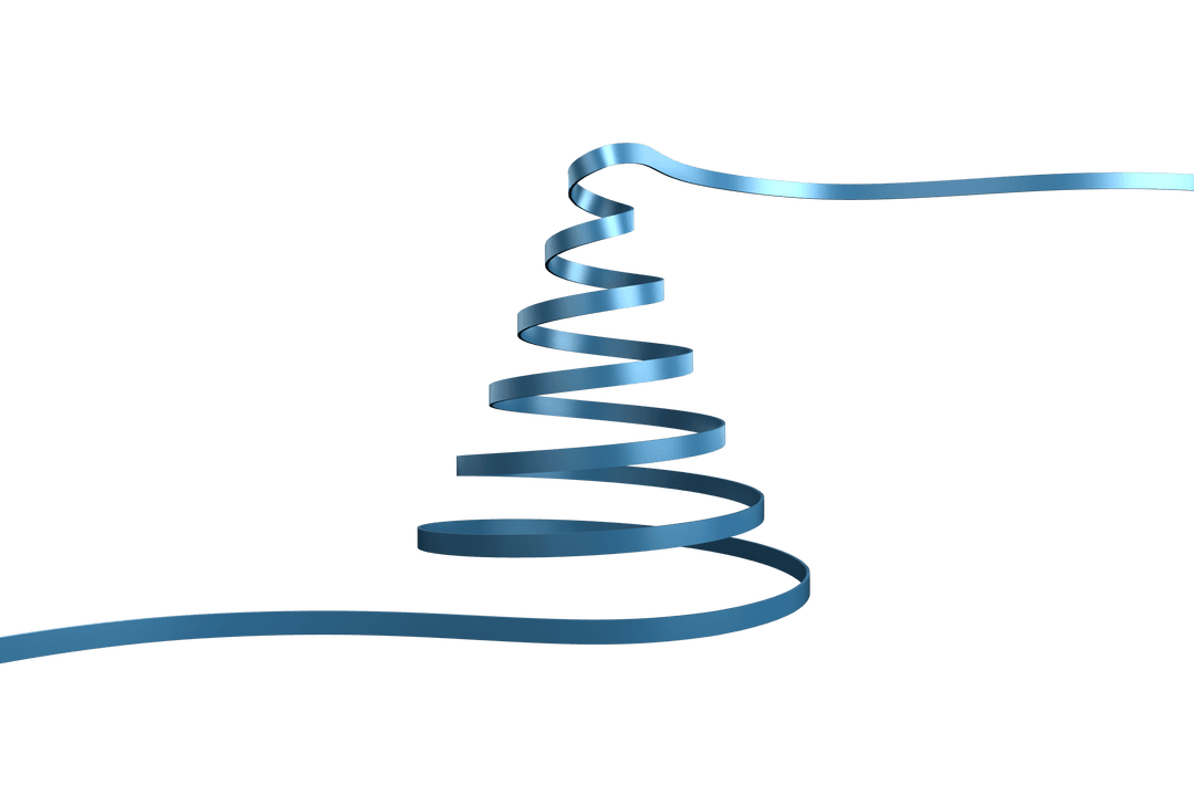 Transparent Blue Ribbon Forming Spiraling Christmas Tree Shape