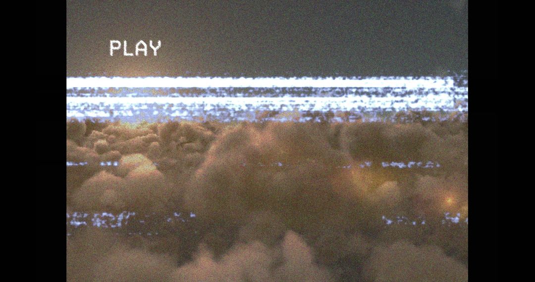 Retro Aesthetic with Play Symbol and Cloud Background