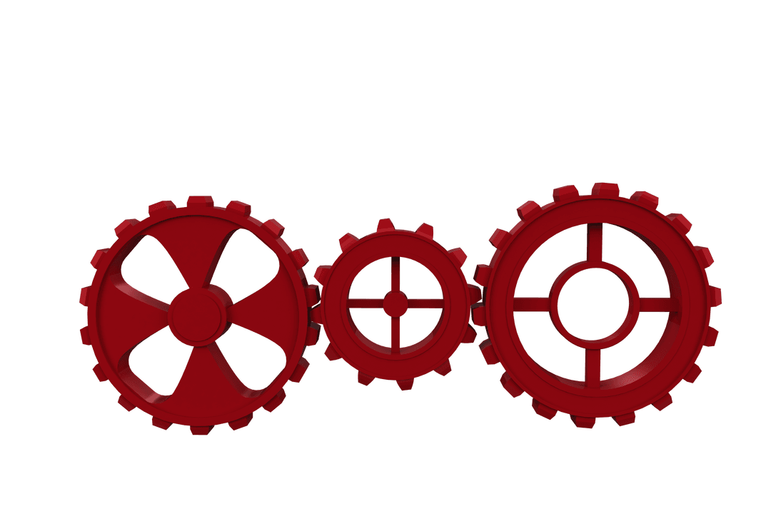 Red Cogs Collection on Transparent Background