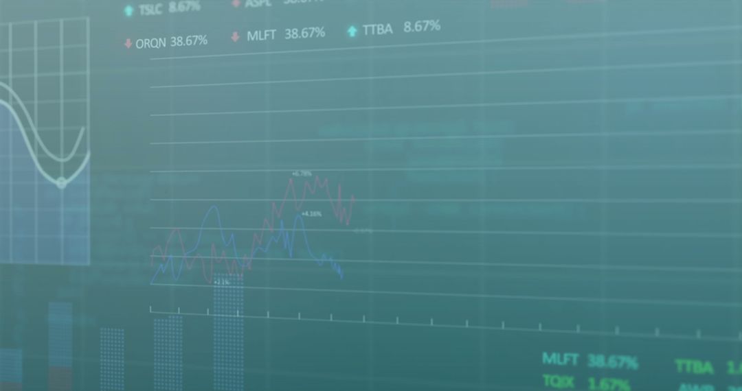 Futuristic Stock Market Graphs on Digital Display