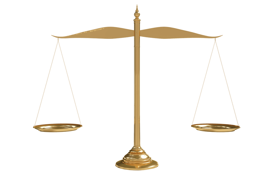 Golden Weighing Scale on Transparent Background for Balance Design