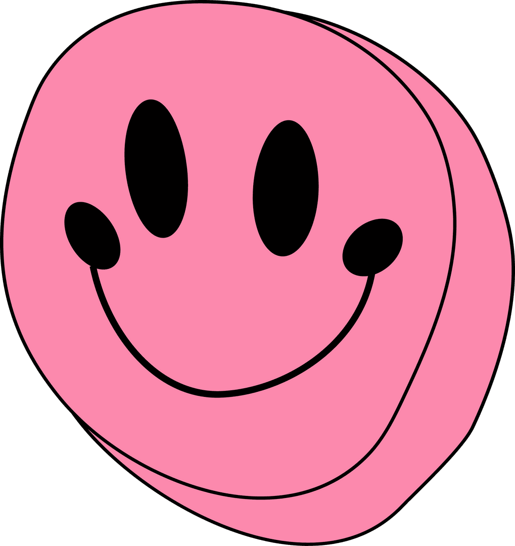 Transparent Pink Smiley Face Icon on Layered Circles Background