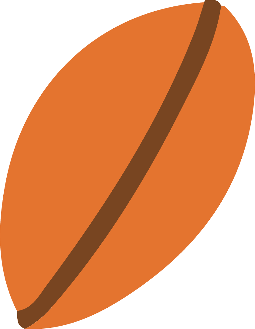 Stylized Orange Coffee Bean Icon on Transparent Background