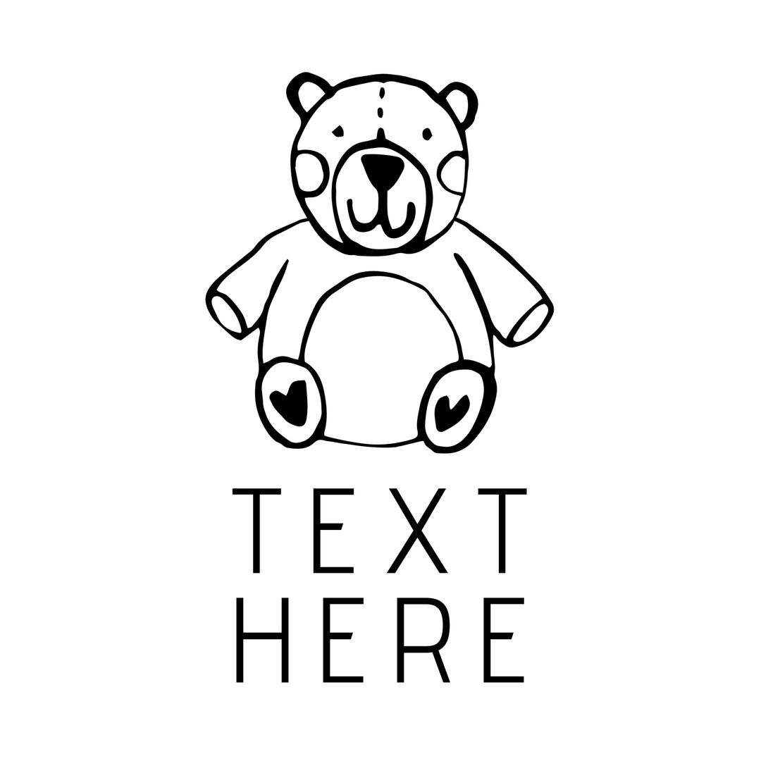 Cute Doodle Teddy Bear with Customizable Text Space