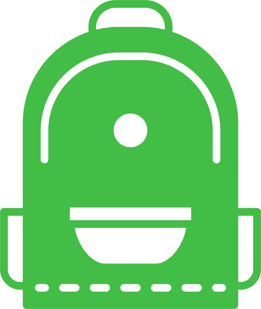 Minimalist Green Backpack Icon on Transparent Background