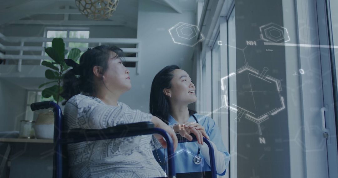 Nurse Caring for Patient in Modern Clinic with Scientific Interface