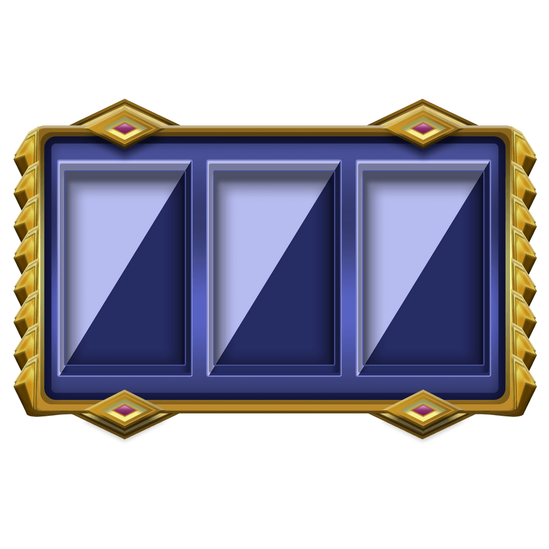 Transparent Blank Slot Machine Screen with Gold Accents