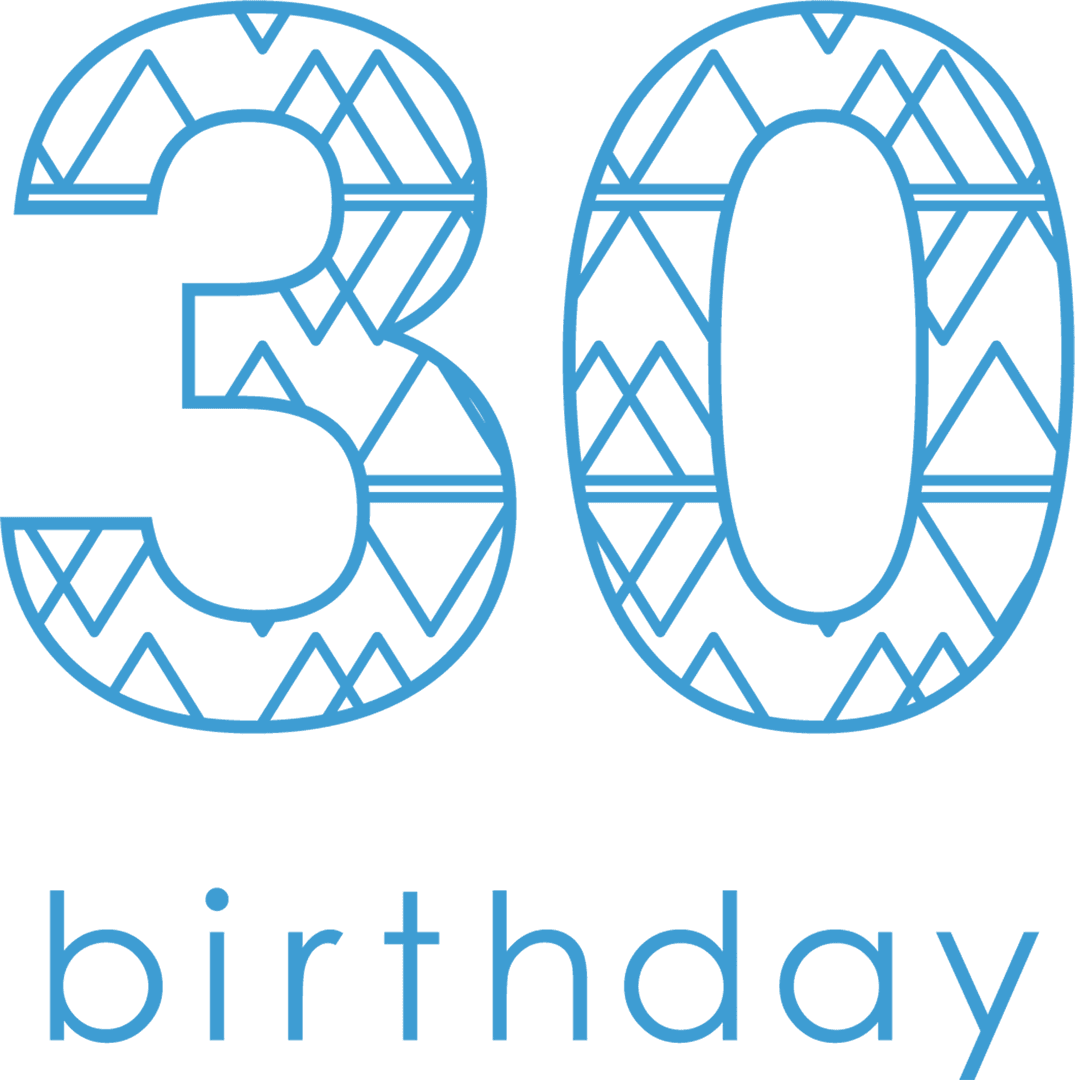 Decorative Thirty Birthday Design on Transparent Background