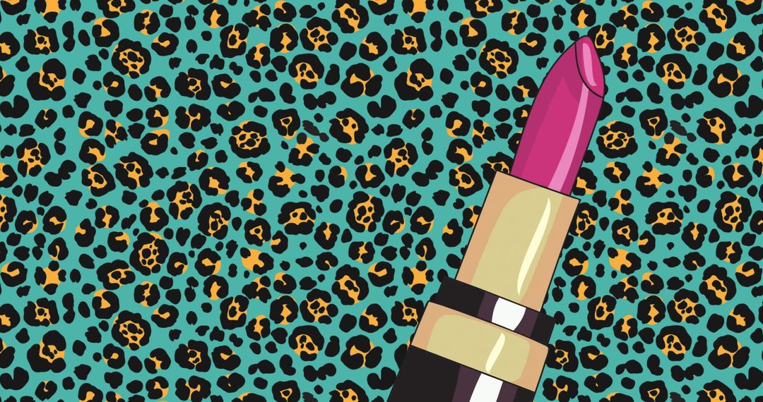 Bold Lipstick Over Vibrant Leopard Print Background Art