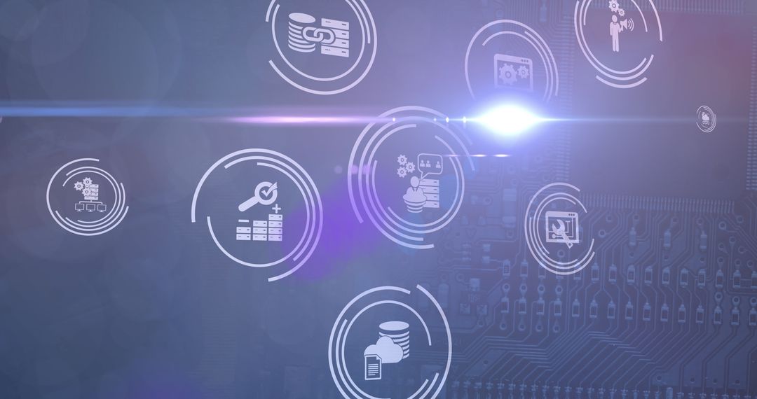 Futuristic Data Network with Digital Icons