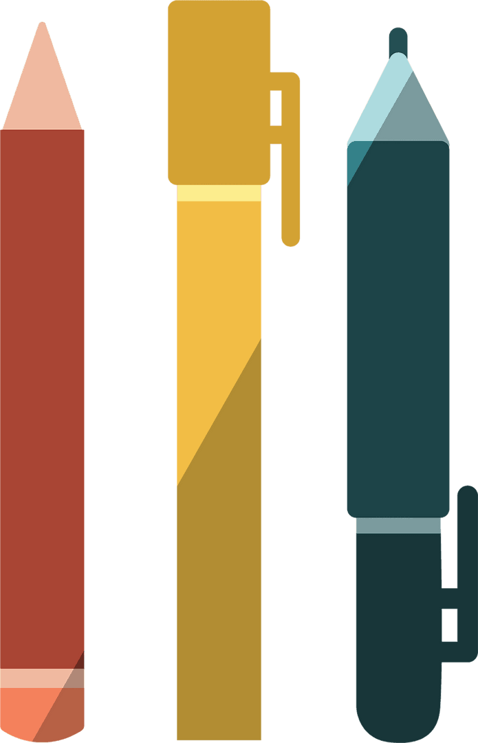 Colourful Markers Illustration on Transparent Background