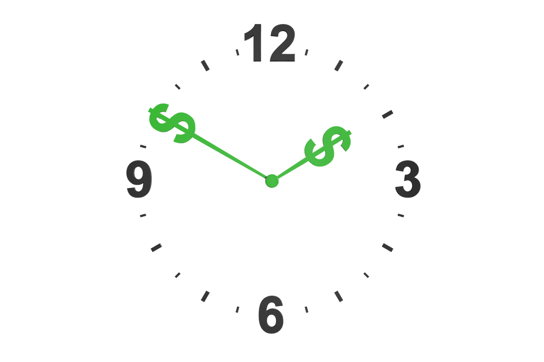 Transparent Clock with Dollar Sign Hands Symbolising Time Value