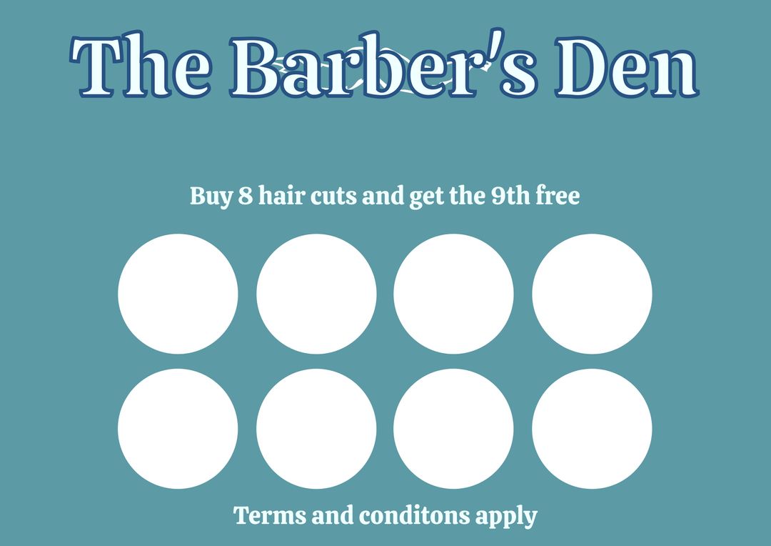 Barber Shop Loyalty Card Design with Haircut Deal Promotion - Download Free Stock Templates Pikwizard.com