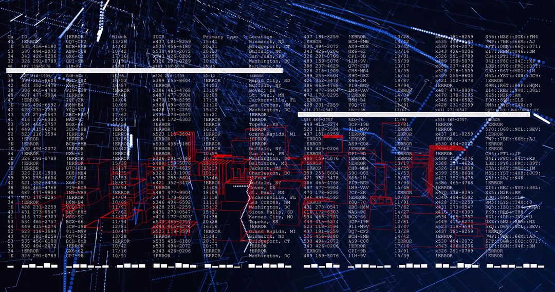 HACKED Alert Overlaying Cybersecurity Dashboard with Neon Wireframe Network and Code
