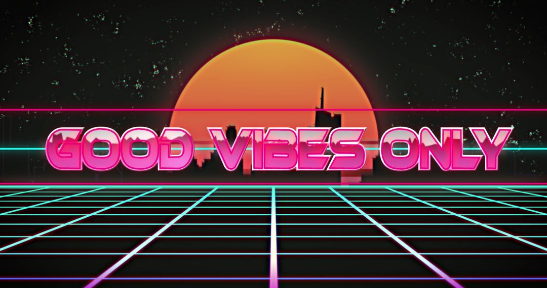 Retro Futuristic Neon Good Vibes Banner
