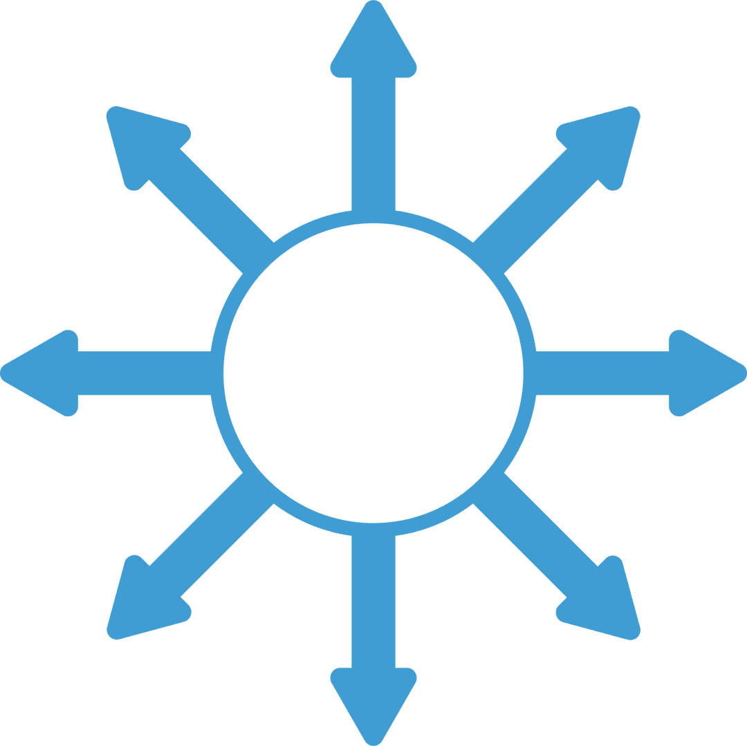 Blue Arrows Signifying Direction and Choice on Transparent Background