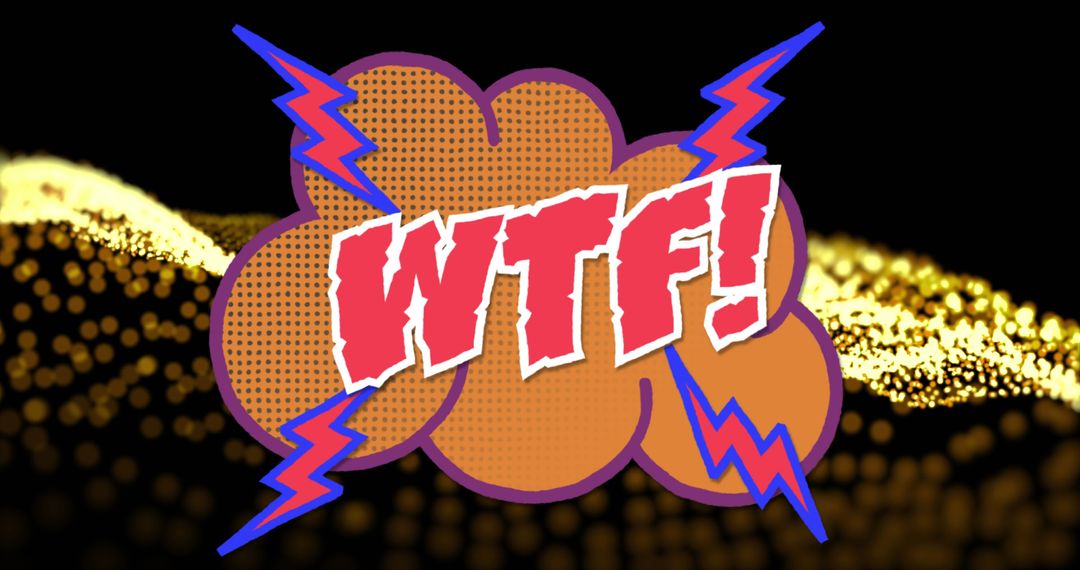 Vibrant WTF Comic Style Burst Over Abstract Backdrop