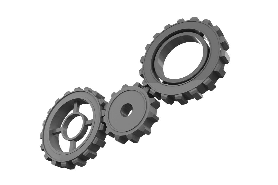 Transparent Grey Cogs for Workflow and Industry