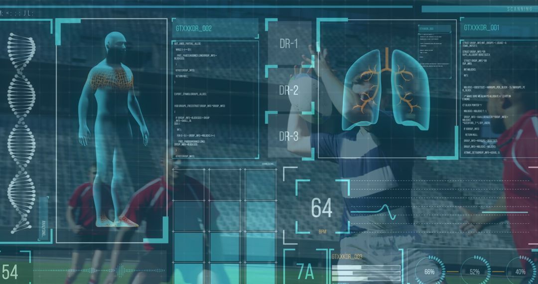 Futuristic Sports Analytics Display in Football Arena