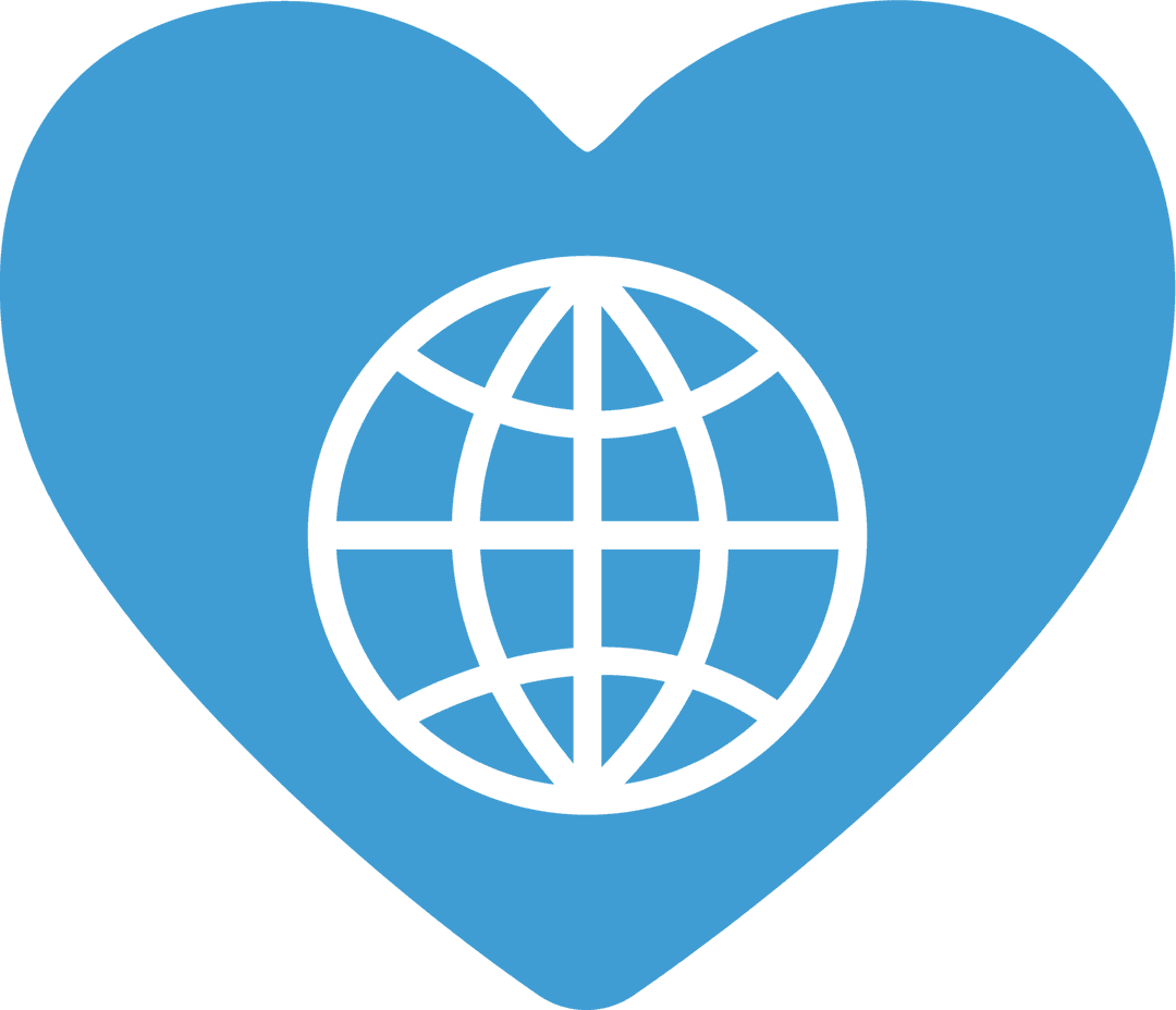 Transparent Heart with Globe Icon Representing Global Love