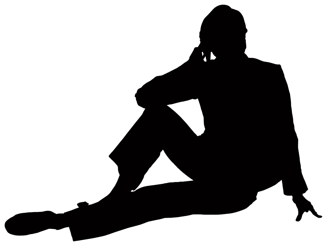 Silhouette of Woman Sitting on Transparent Background Vector