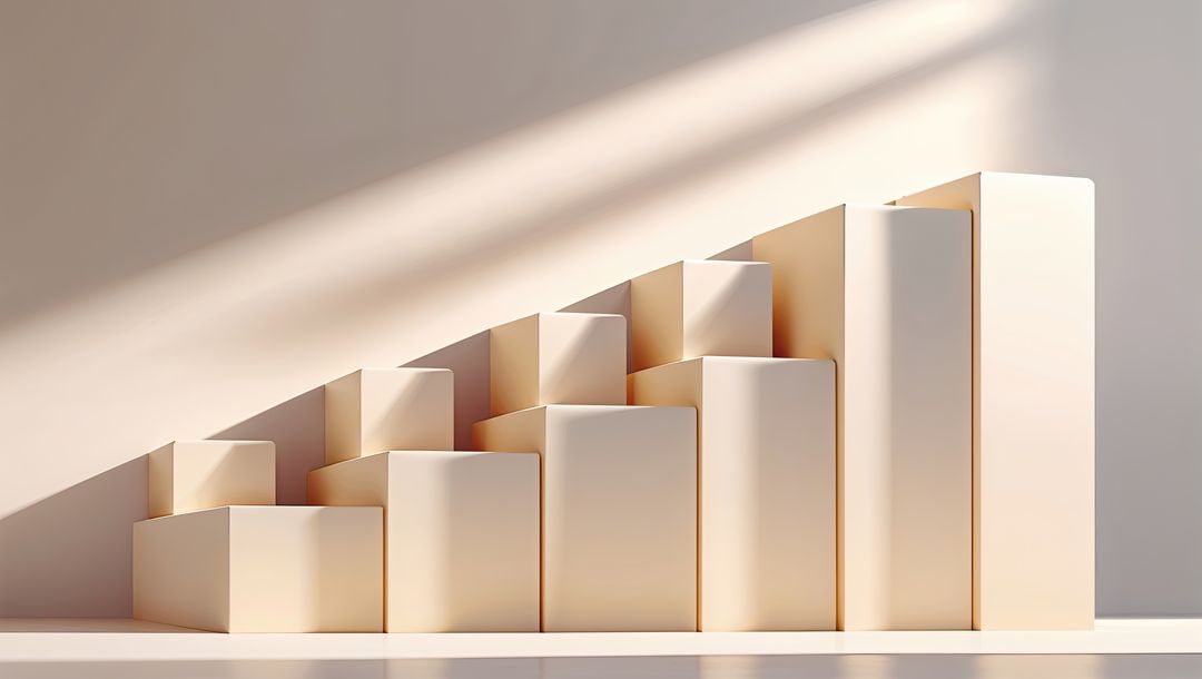 Elegant Display of Ascending Beige Rectangles with Soft Shadows