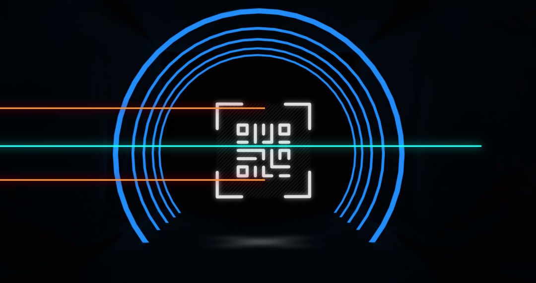 Digital QR Code with Neon Lights in Futuristic Design