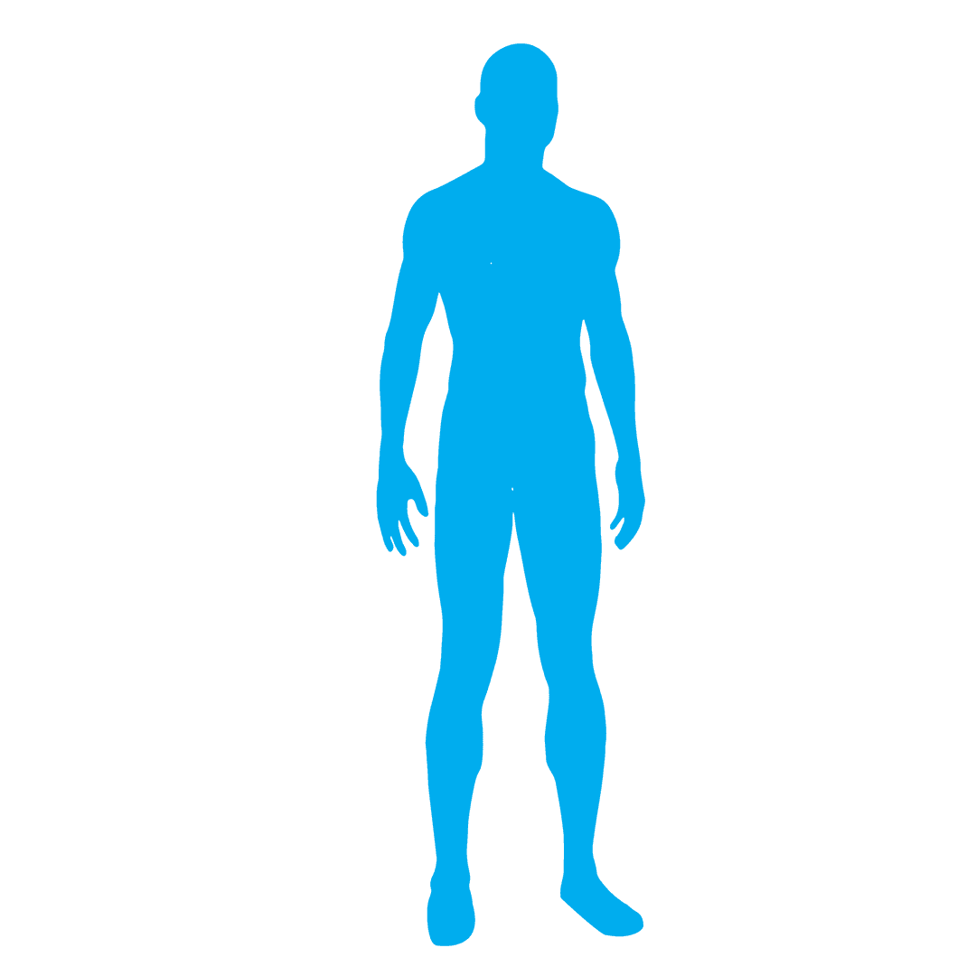 Blue Human Silhouette on Transparent Background for Design
