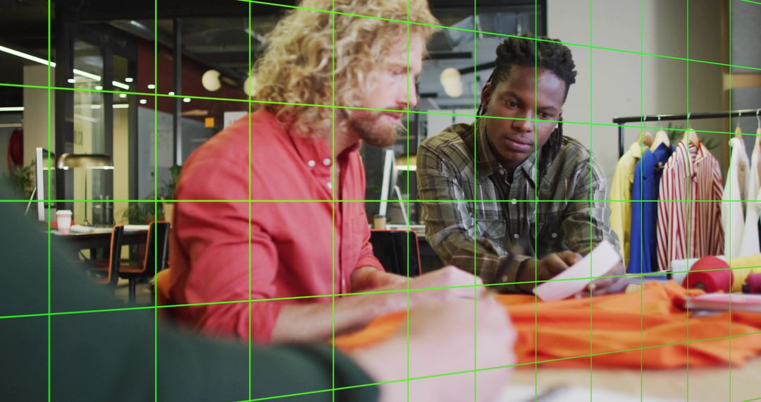 Creative Designers Collaborating in Vibrant Work Environment