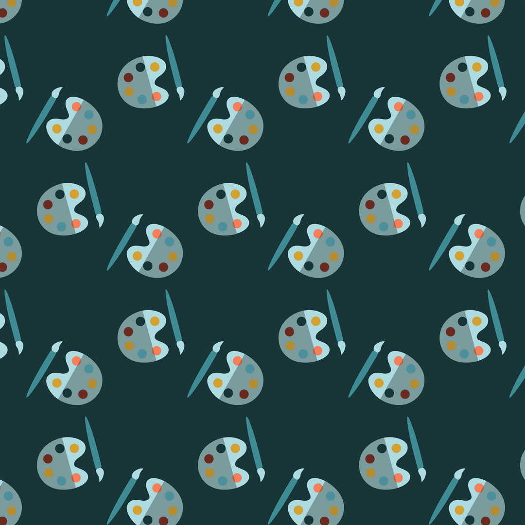 Seamless Art Palette Pattern on Transparent Background
