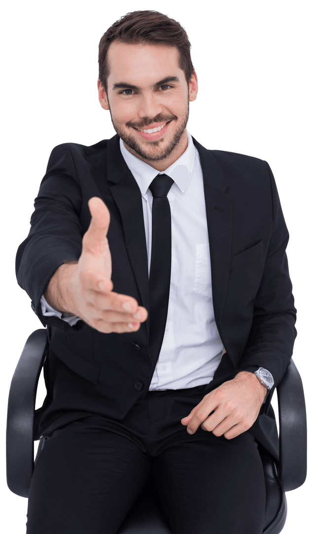 Transparent Businessman Offering Handshake for Professional Agreement