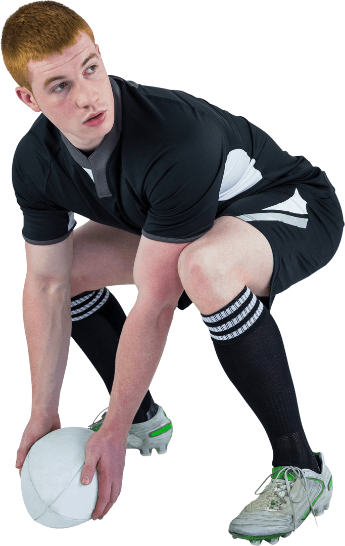 Transparent Background Rugby Player About to Pass Ball