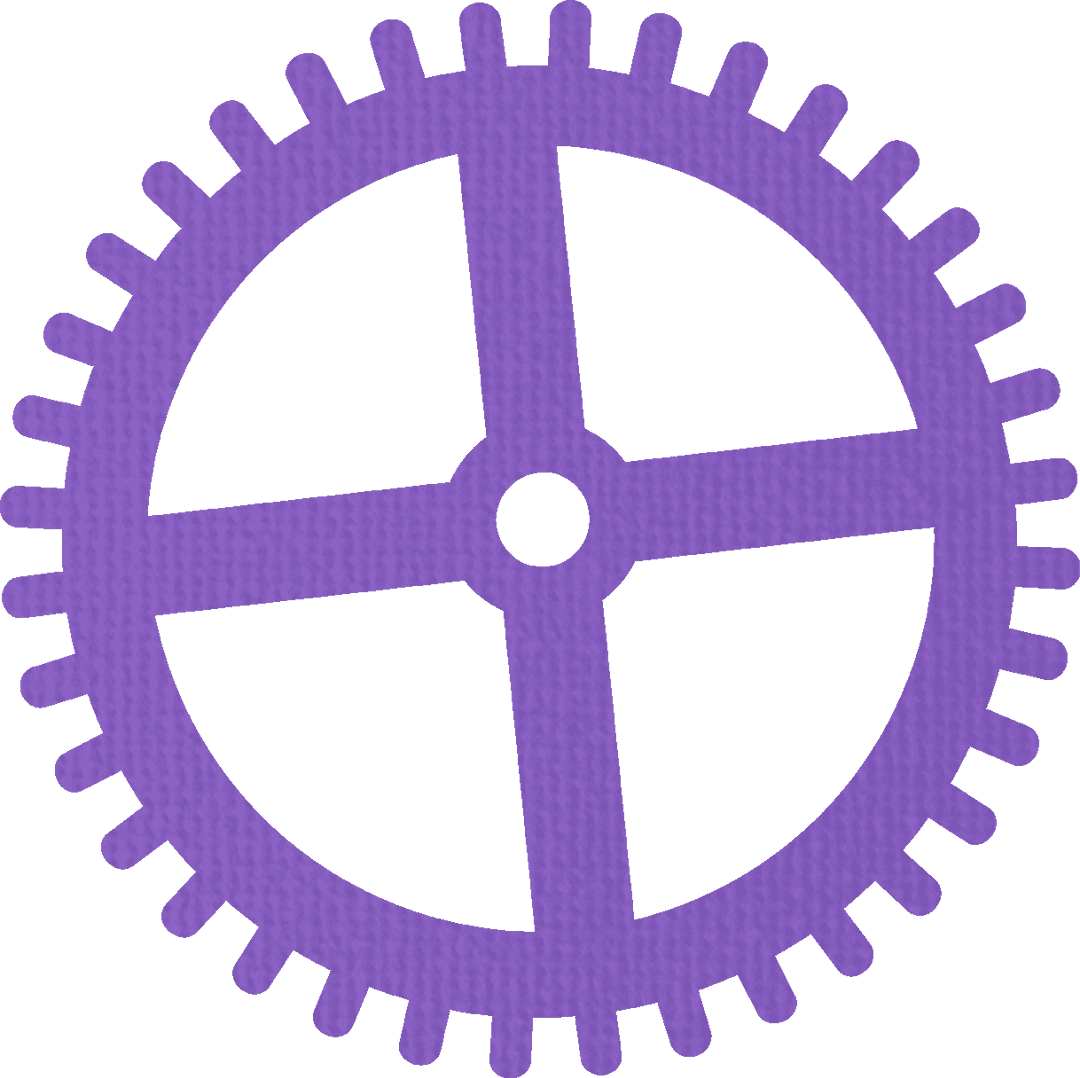 Purple Gear Illustration on Transparent Background for Digital Art Projects