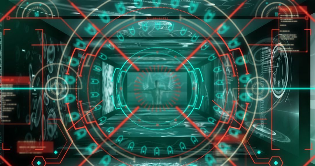 Futuristic Data Interface With Digital Scanning Overlay