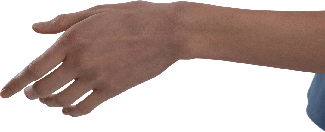 Transparent asian woman's hand isolated on white background