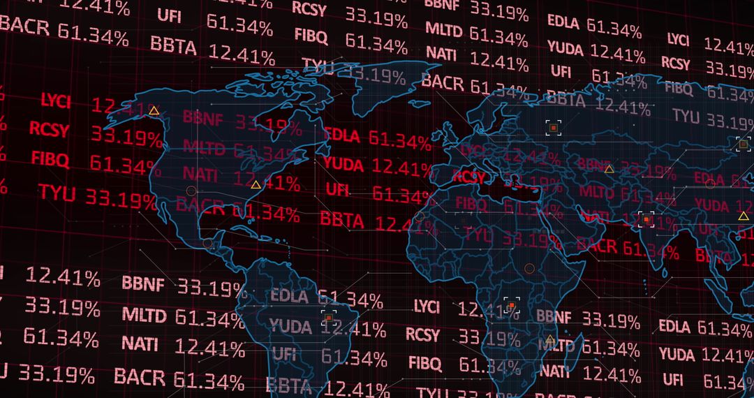 Global Financial Data Display with World Map Background