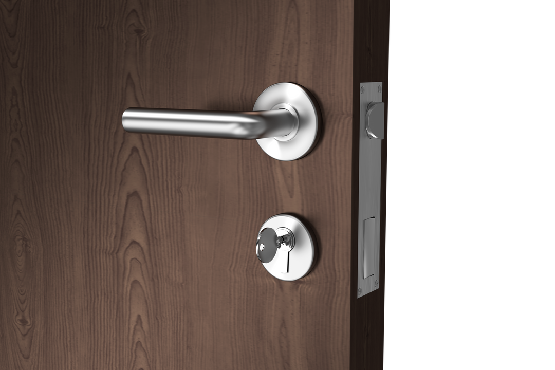 Transparent Background Brown Door With Metal Doorknob and Lock - Download Free Stock Images Pikwizard.com