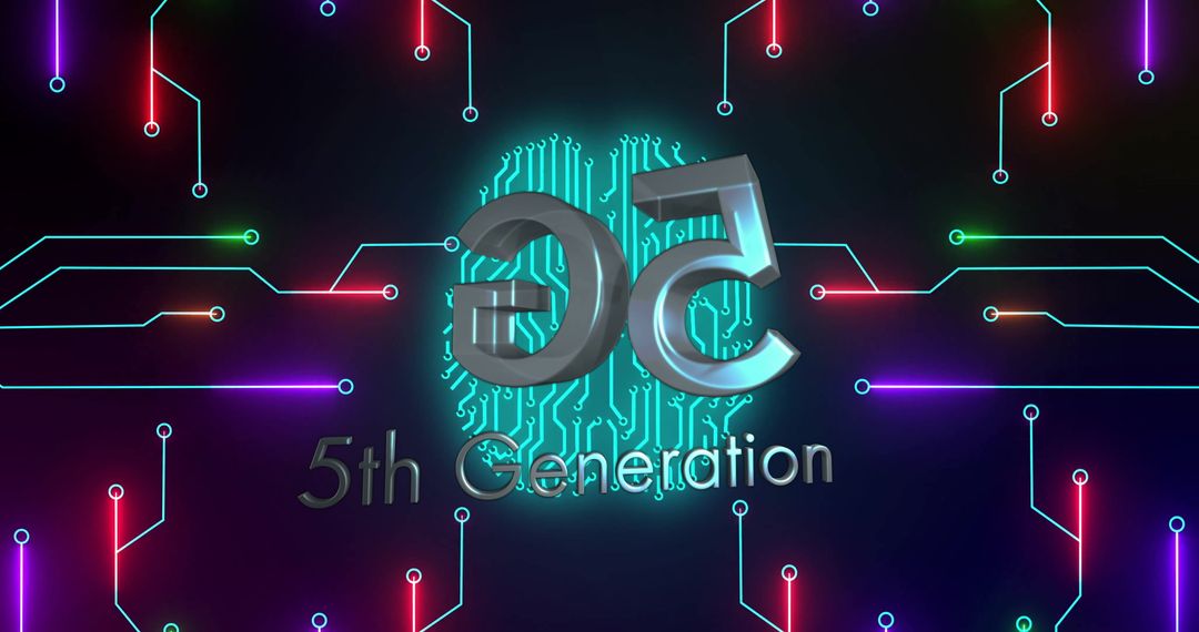 Futuristic 5G Technology Neon Circuit Concept
