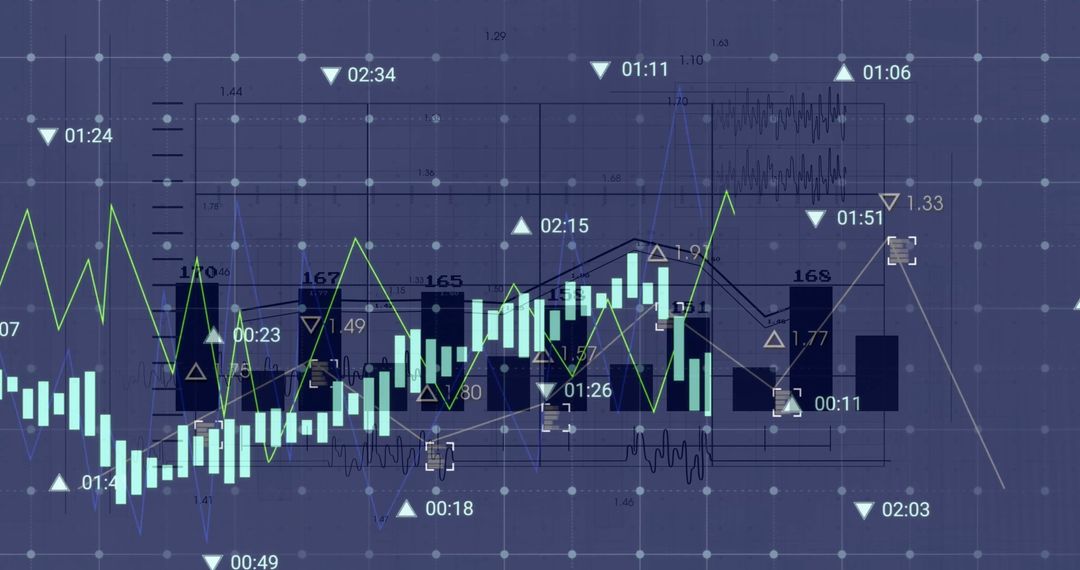 Digital Financial Graphs and Data Analysis Visualization