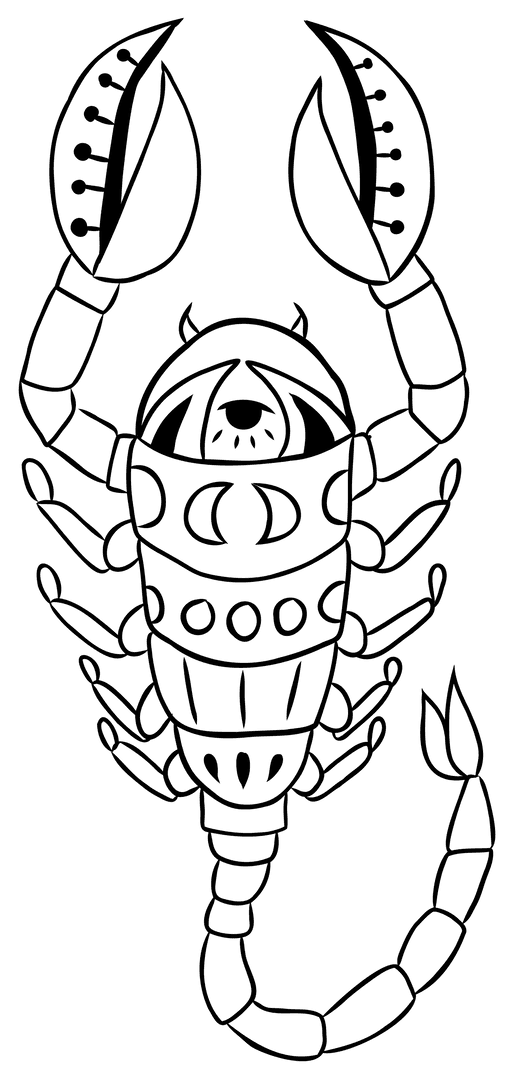 Black Scorpio Illustration on Transparent Background